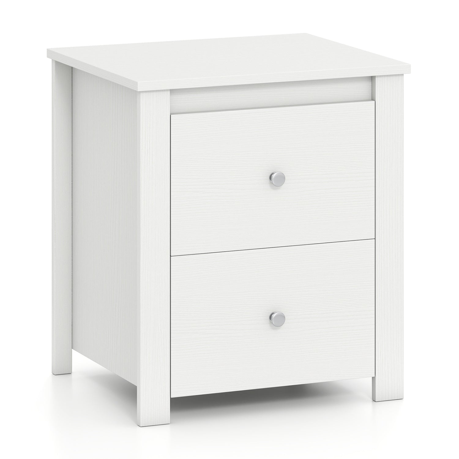 2-Drawer Nightstand DirectDeals white finish with silver knobs for bedroom & living room on Tampa Home & Garden Store