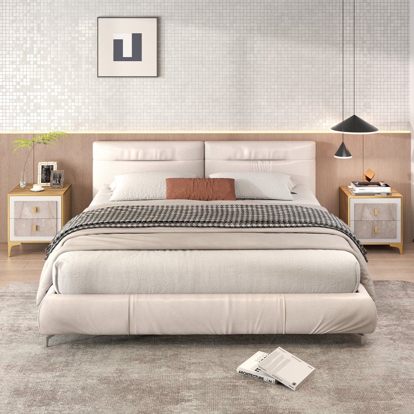 Mesita de noche con 2 cajones extraíbles para sala de estar o dormitorio