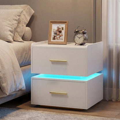 Nightstand Led Charging Station Bedside Table