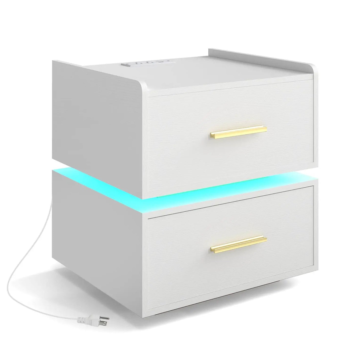 Nightstand Led Charging Station Bedside Table