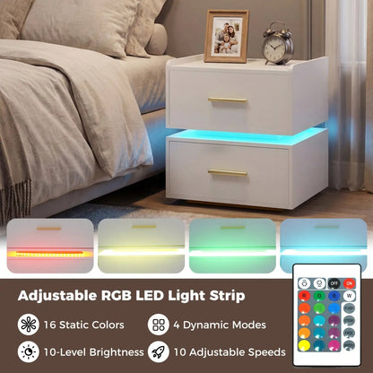 Nightstand Led Charging Station Bedside Table