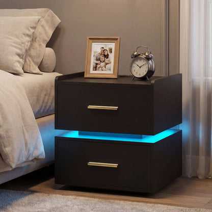 Nightstand Led Charging Station Bedside Table