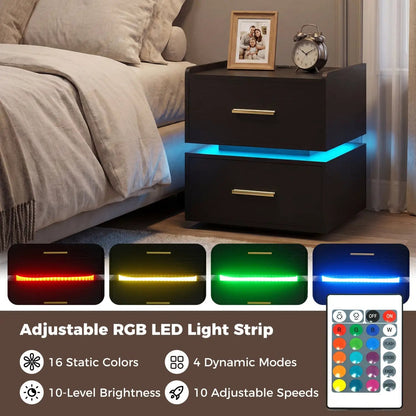 Nightstand Led Charging Station Bedside Table