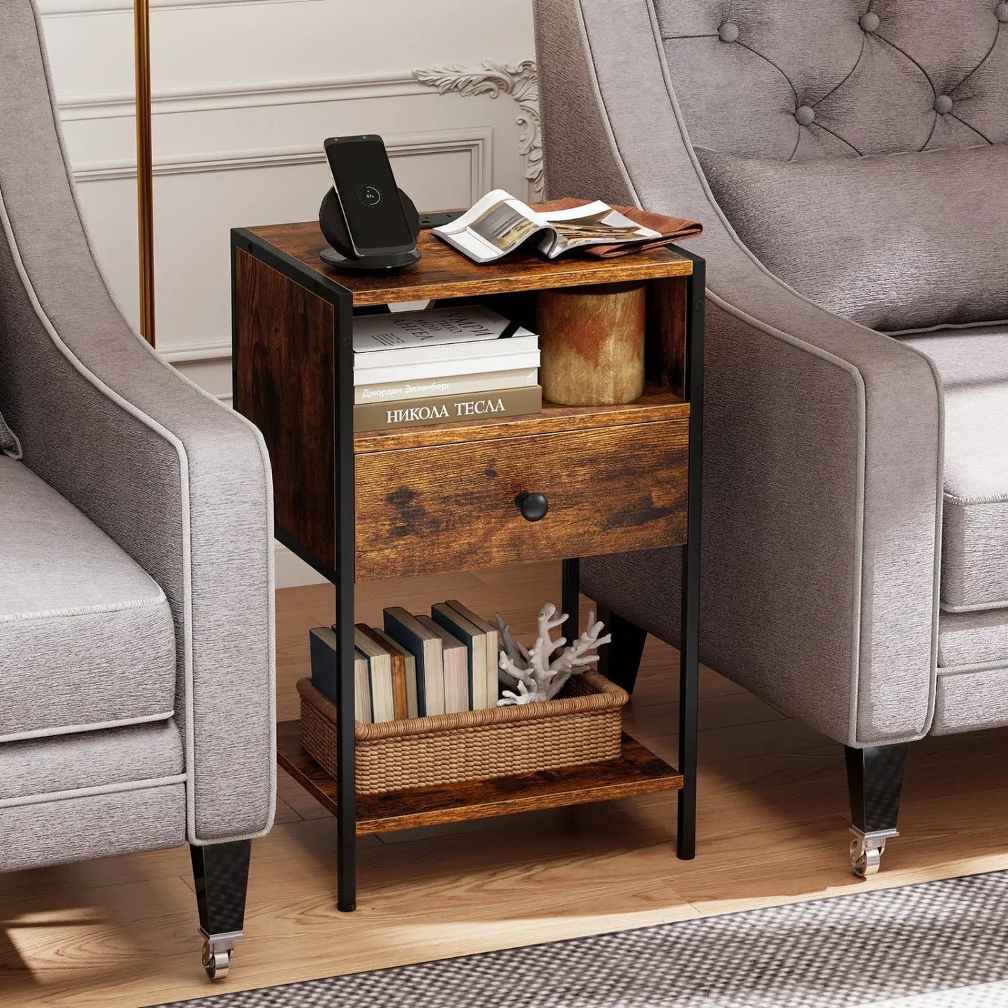 Nightstand Charging Station and USB Ports