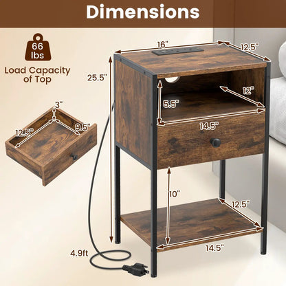 Nightstand Charging Station and USB Ports