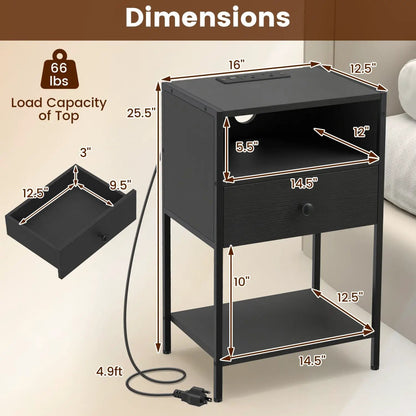 Nightstand Charging Station and USB Ports