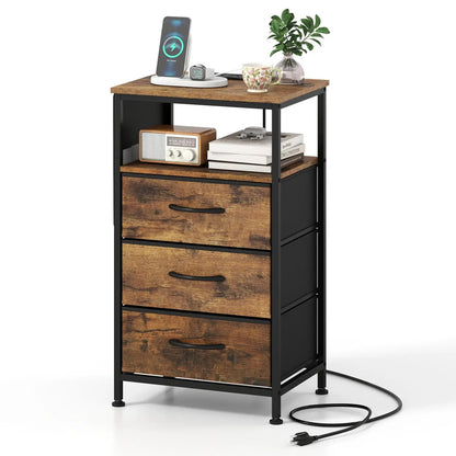 Nightstand with Charging Station 27.5 Inch Table