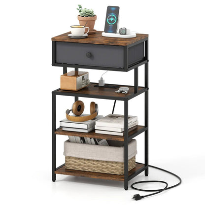 Nightstand with Charging Station 28 Inch Table