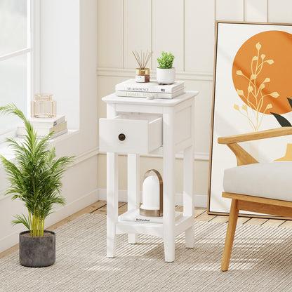 3-Tier Nightstand with Drawer and Open Storage Shelf