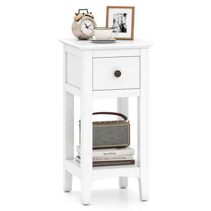 3-Tier Nightstand with Drawer and Open Storage Shelf
