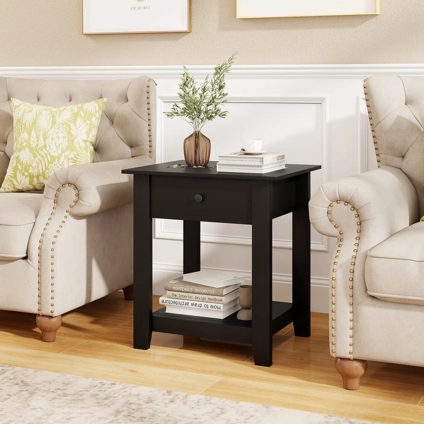Round Patio Storage Side Table for Poolside