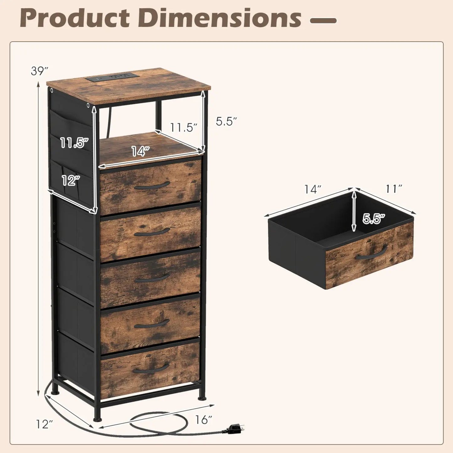 Nightstand with Integrated Charging Station