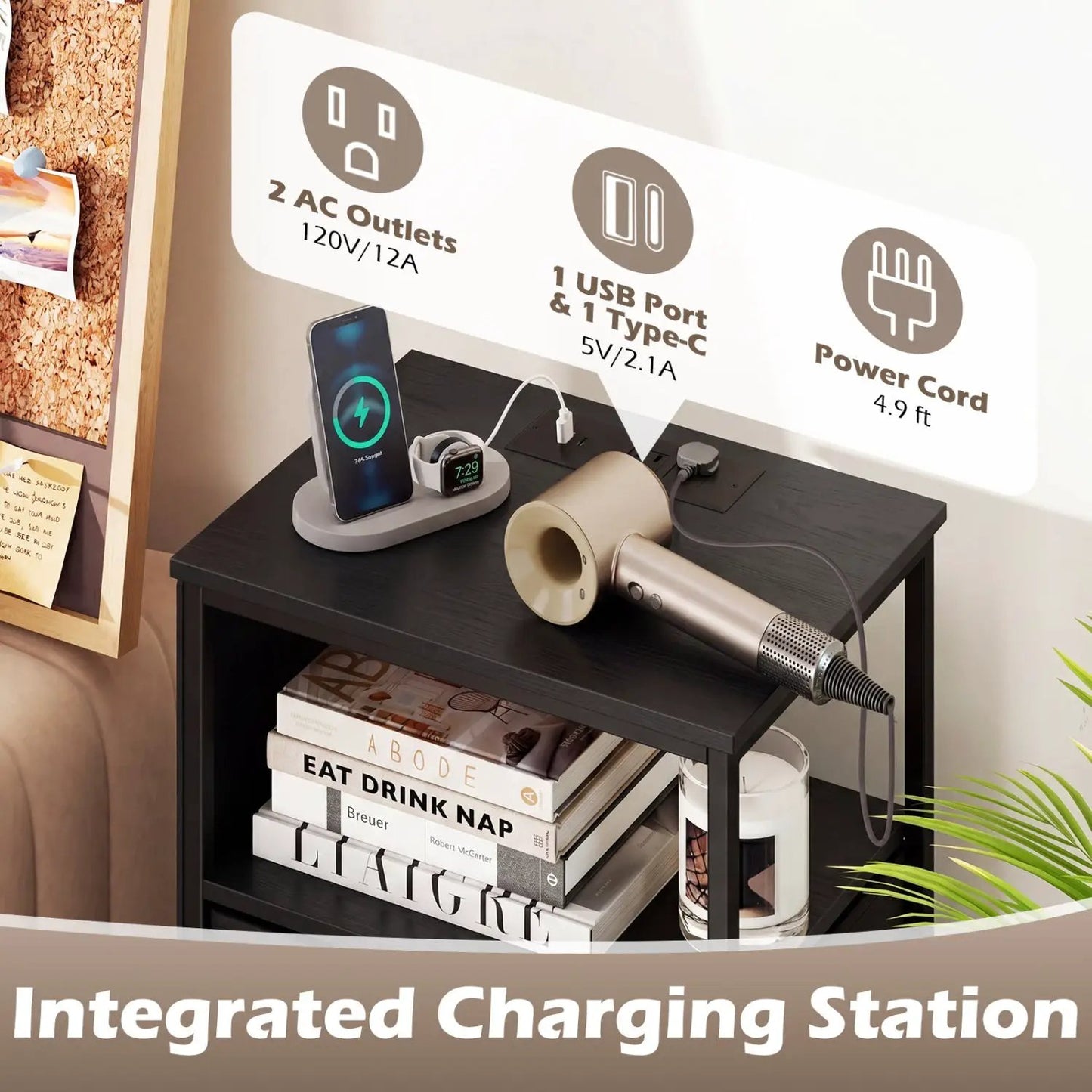 Nightstand with Integrated Charging Station