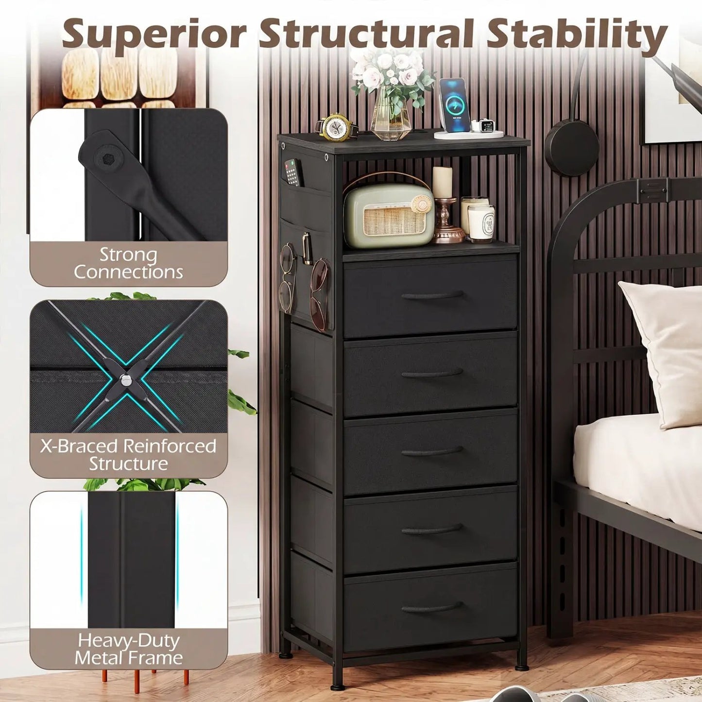 Nightstand with Integrated Charging Station