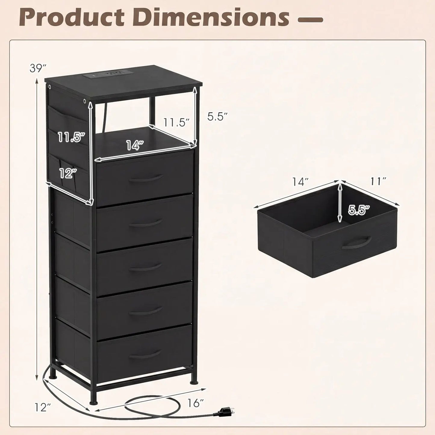 Nightstand with Integrated Charging Station