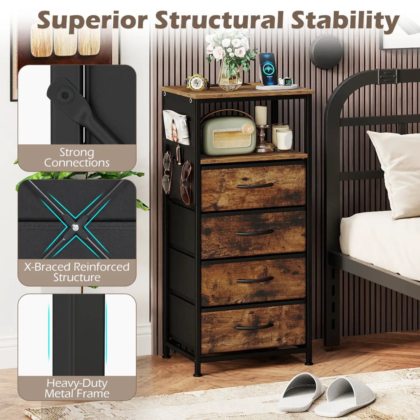 Nightstand Integrated Charging Station 34
