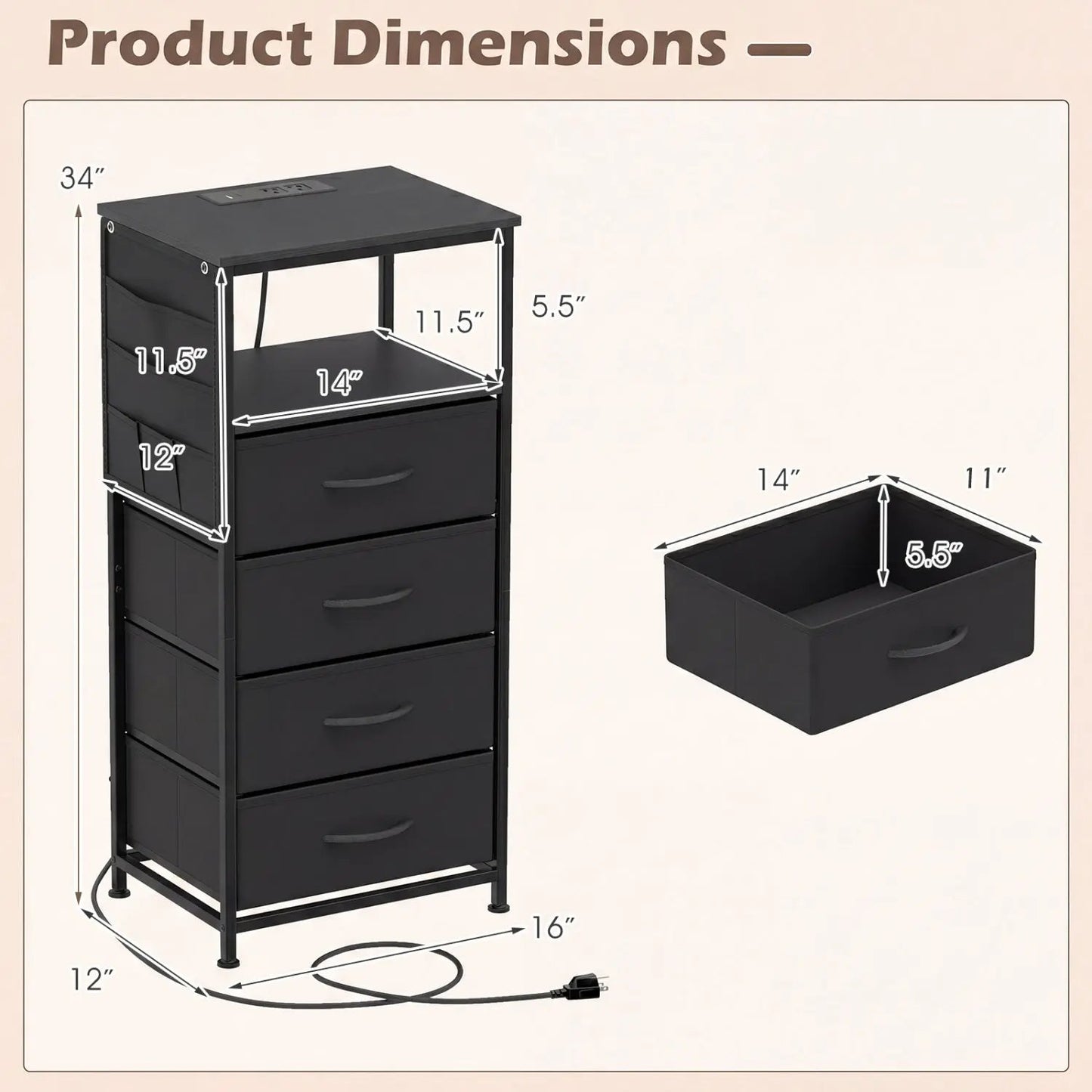 Nightstand Integrated Charging Station 34