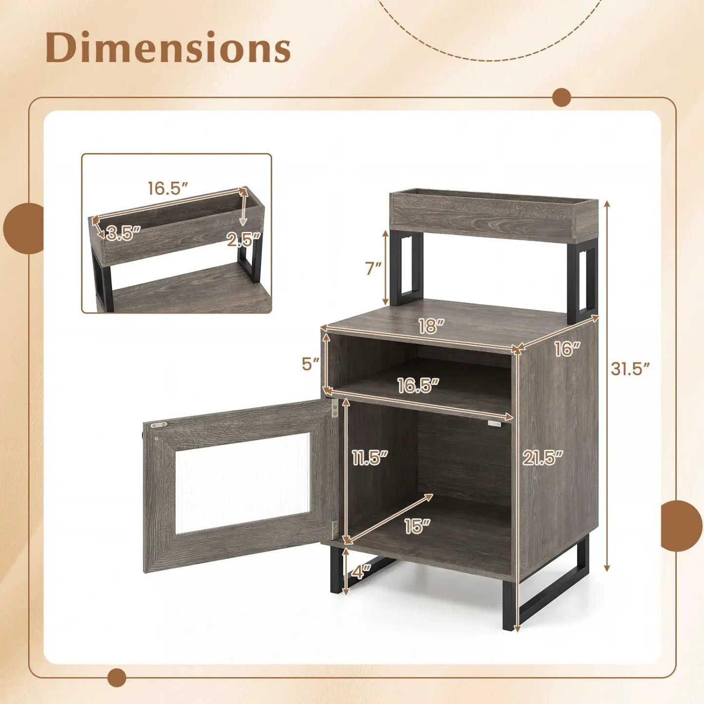 Nightstand with LED Lights and Storage Cabinet