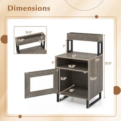 Nightstand with LED Lights and Storage Cabinet