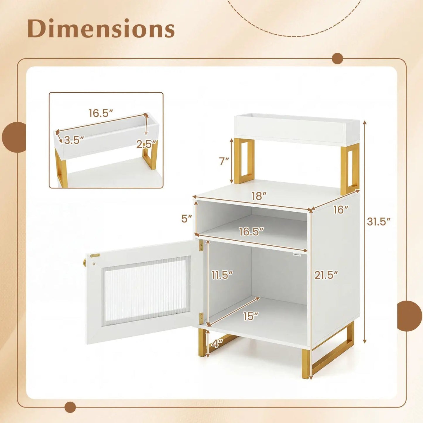 Nightstand with LED Lights and Storage Cabinet