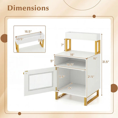 Nightstand with LED Lights and Storage Cabinet