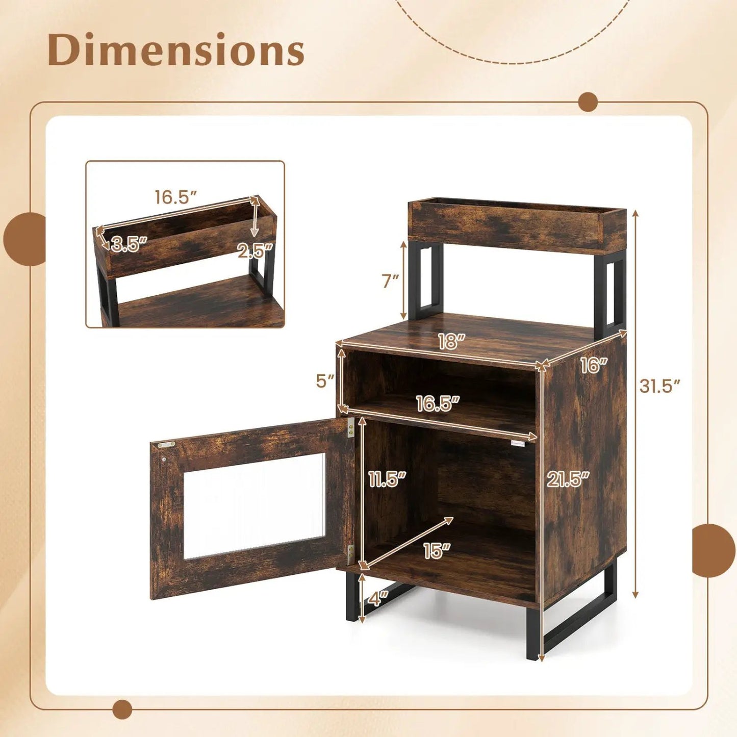 Nightstand with LED Lights and Storage Cabinet