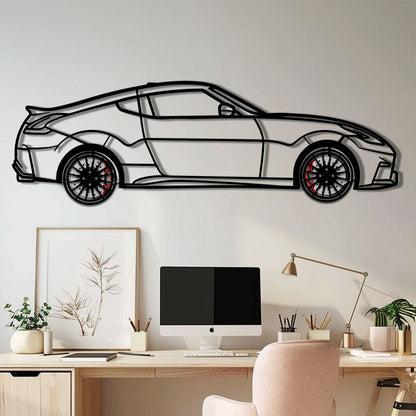 Nissan 350Z Metal Car Wall Art with Rotating Wheels - JDM Fairlady Z33 Silhouette - Interactive Automotive Wall Decor - KAFMEKA153 - Tampa Home & Garden Store