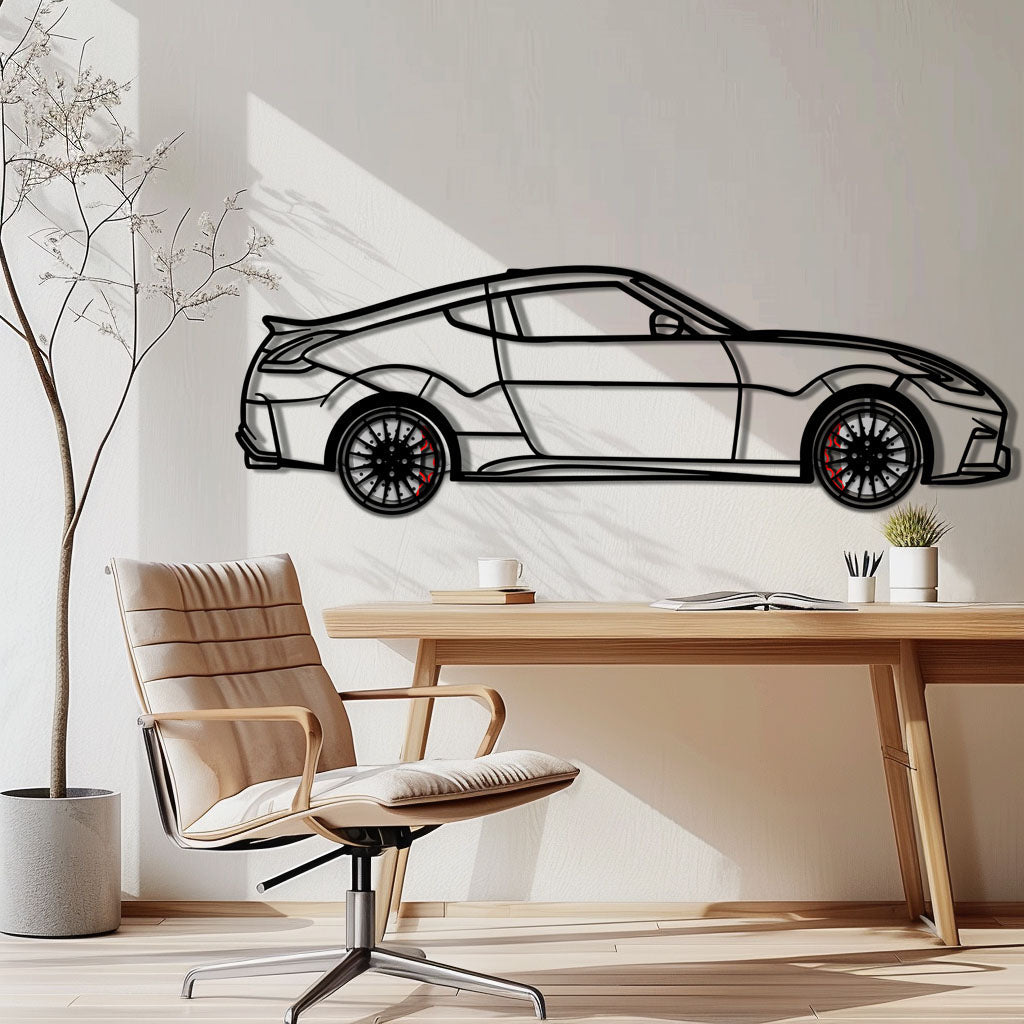 Nissan 350Z Metal Car Wall Art with Rotating Wheels - JDM Fairlady Z33 Silhouette - Interactive Automotive Wall Decor - KAFMEKA153 - Tampa Home & Garden Store