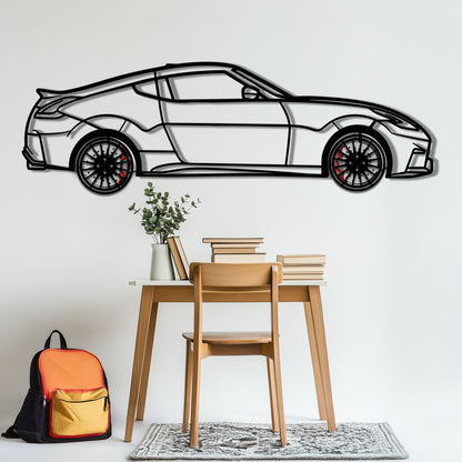 Nissan 350Z Metal Car Wall Art with Rotating Wheels - JDM Fairlady Z33 Silhouette - Interactive Automotive Wall Decor - KAFMEKA153 - Tampa Home & Garden Store