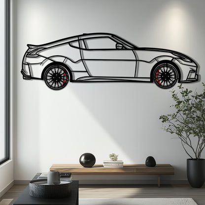 Nissan 350Z Metal Car Wall Art with Rotating Wheels - JDM Fairlady Z33 Silhouette - Interactive Automotive Wall Decor - KAFMEKA153 - Tampa Home & Garden Store