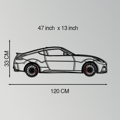 Nissan 350Z Metal Car Wall Art with Rotating Wheels - JDM Fairlady Z33 Silhouette - Interactive Automotive Wall Decor - KAFMEKA153 - Tampa Home & Garden Store