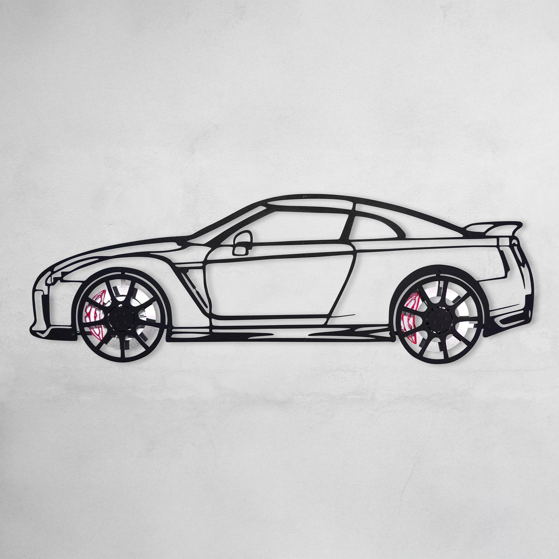 Nissan GT-R R35 Wall Art – JDM Steel Silhouette with Spinning Wheels-KAFMEKA036 - Tampa Home & Garden Store