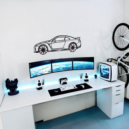 Nissan GT-R R35 Wall Art – JDM Steel Silhouette with Spinning Wheels-KAFMEKA036 - Tampa Home & Garden Store