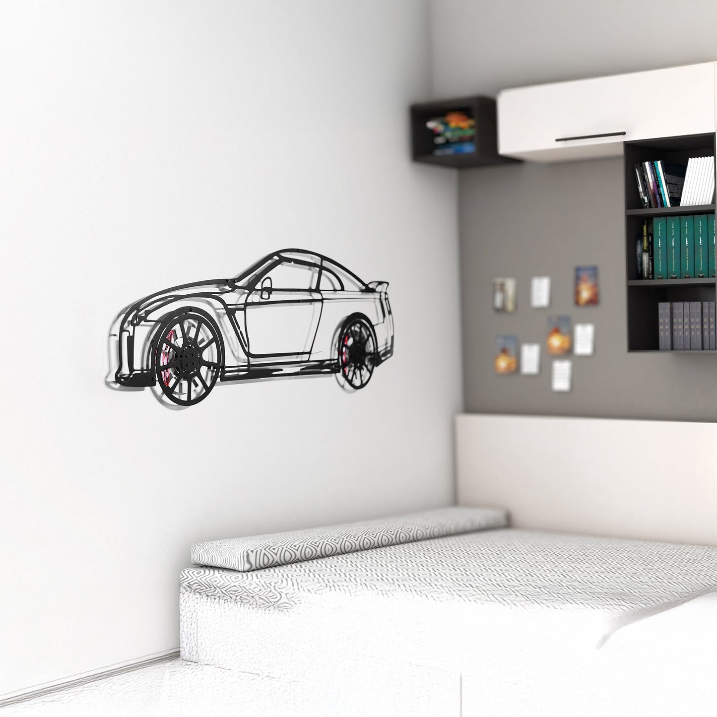 Nissan GT-R R35 Wall Art – JDM Steel Silhouette with Spinning Wheels-KAFMEKA036 - Tampa Home & Garden Store