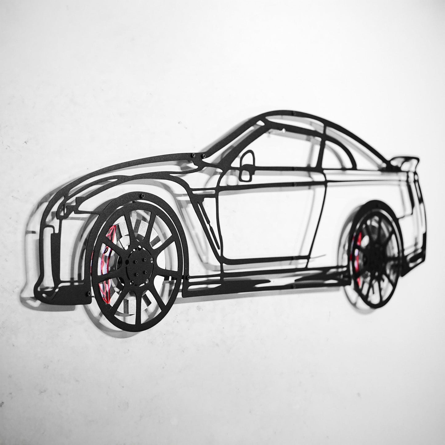 Nissan GT-R R35 Wall Art – JDM Steel Silhouette with Spinning Wheels-KAFMEKA036 - Tampa Home & Garden Store