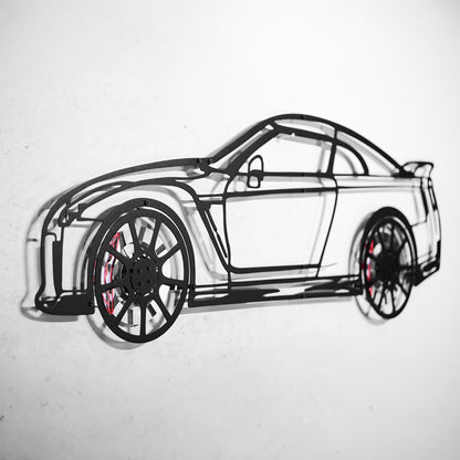 Nissan GT-R R35 Wall Art – JDM Steel Silhouette with Spinning Wheels-KAFMEKA036 - Tampa Home & Garden Store