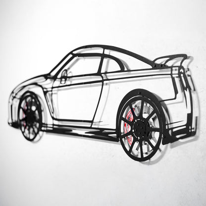 Nissan GT-R R35 Wall Art – JDM Steel Silhouette with Spinning Wheels-KAFMEKA036 - Tampa Home & Garden Store