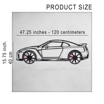 Nissan GT-R R35 Wall Art – JDM Steel Silhouette with Spinning Wheels-KAFMEKA036 - Tampa Home & Garden Store