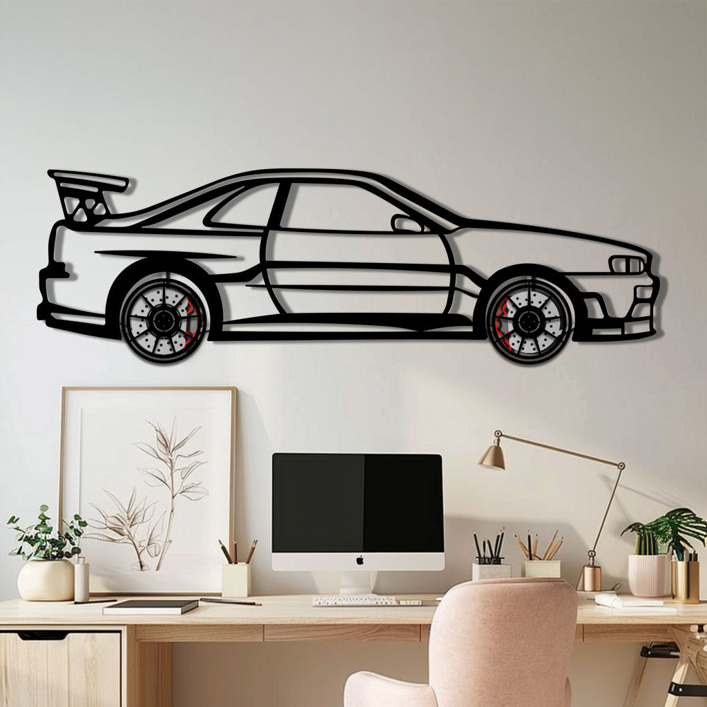 Nissan Skyline GT-R R34 Metal Car Wall Art with Rotating Wheels - "Godzilla" JDM Legend Silhouette - Interactive Automotive Wall Decor - KAFMEKA152 - Tampa Home & Garden Store