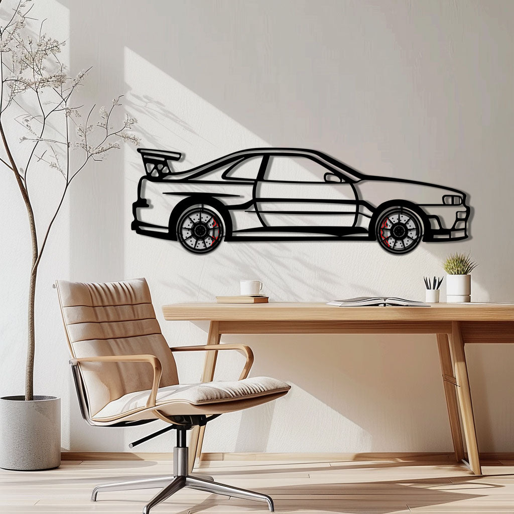 Nissan Skyline GT-R R34 Metal Car Wall Art with Rotating Wheels - "Godzilla" JDM Legend Silhouette - Interactive Automotive Wall Decor - KAFMEKA152 - Tampa Home & Garden Store