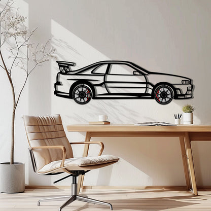 Nissan Skyline GT-R R34 Metal Car Wall Art with Rotating Wheels - "Godzilla" JDM Legend Silhouette - Interactive Automotive Wall Decor - KAFMEKA152 - Tampa Home & Garden Store