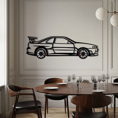 Nissan Skyline GT-R R34 Metal Car Wall Art with Rotating Wheels - "Godzilla" JDM Legend Silhouette - Interactive Automotive Wall Decor - KAFMEKA152 - Tampa Home & Garden Store