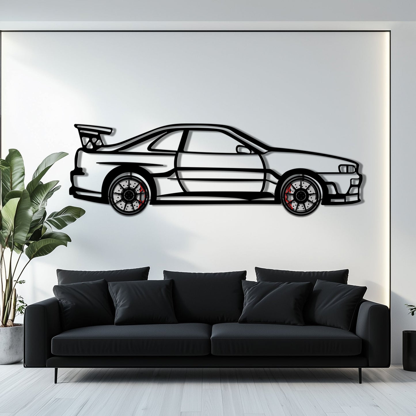 Nissan Skyline GT-R R34 Metal Car Wall Art with Rotating Wheels - "Godzilla" JDM Legend Silhouette - Interactive Automotive Wall Decor - KAFMEKA152 - Tampa Home & Garden Store