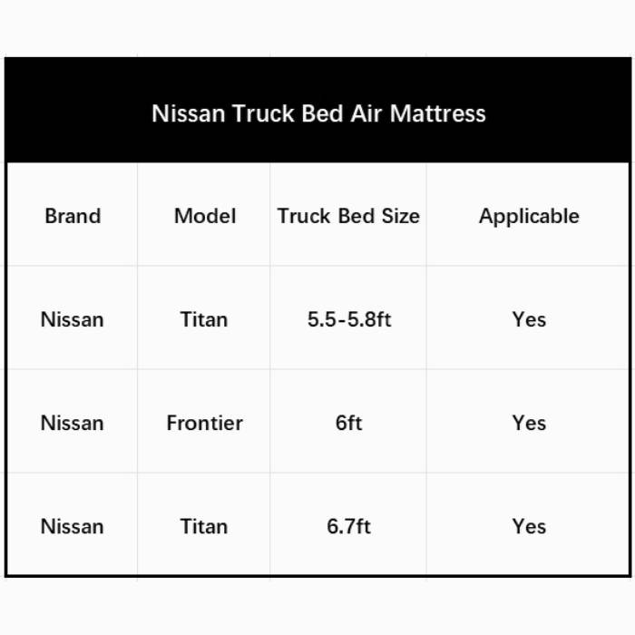 Truck Bed Air Mattress for Titan 5.5–5.8ft, Frontier 6ft, Titan 6.7ft (3 models) on Tampa Home & Garden Store