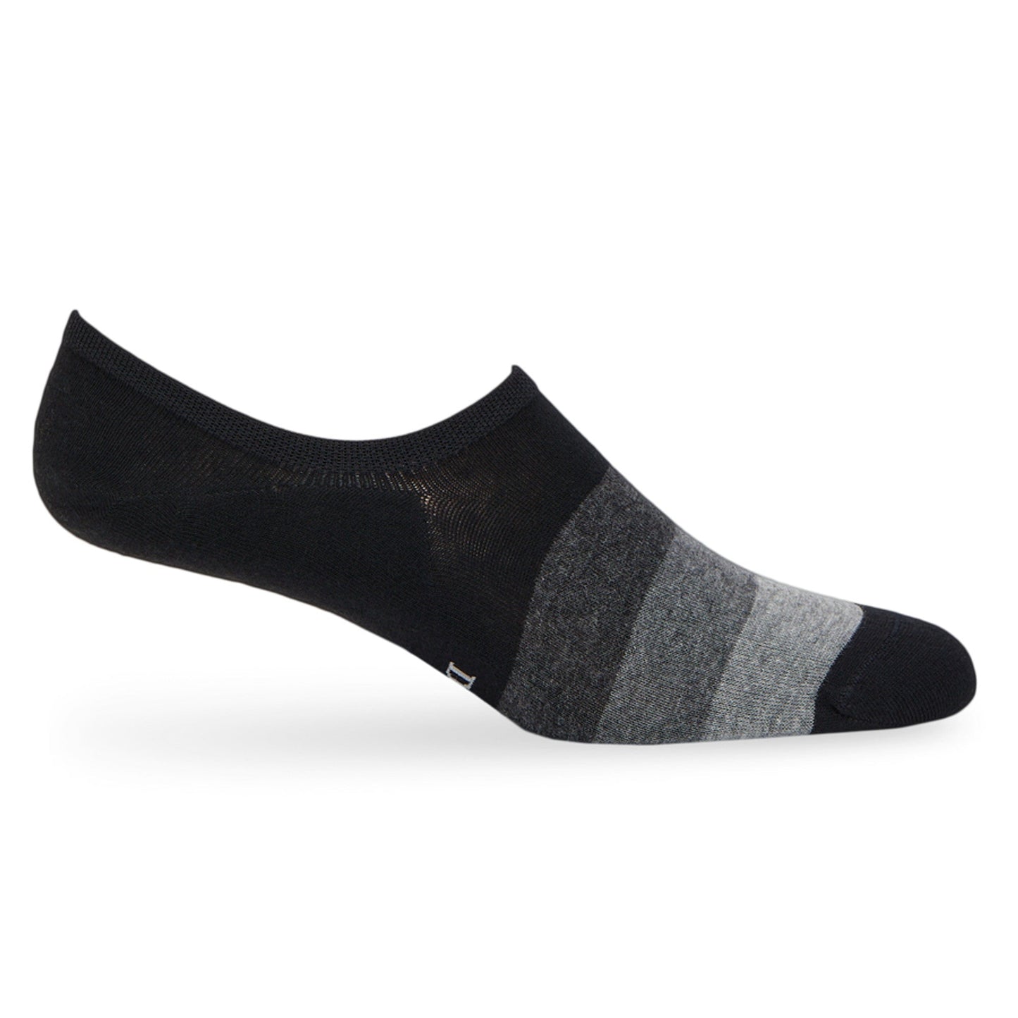 F23 No-Show Sock by DeadSoxy in black with gray striped pattern footie sock on Tampa Home & Garden Store