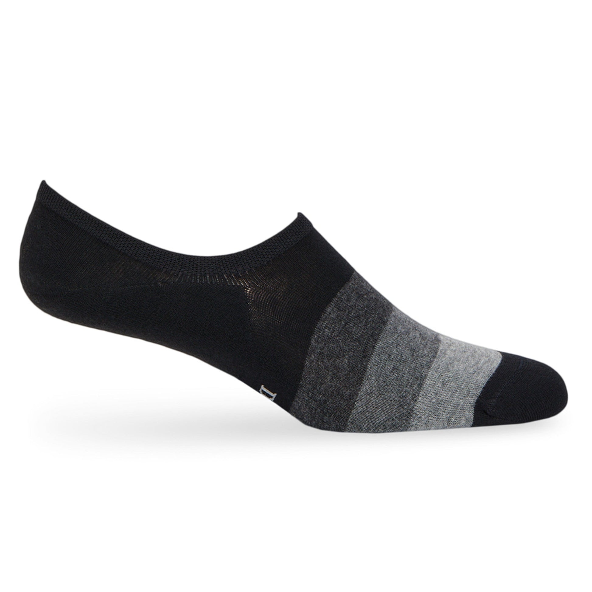 F23 No-Show Sock by DeadSoxy in black with gray striped pattern footie sock on Tampa Home & Garden Store