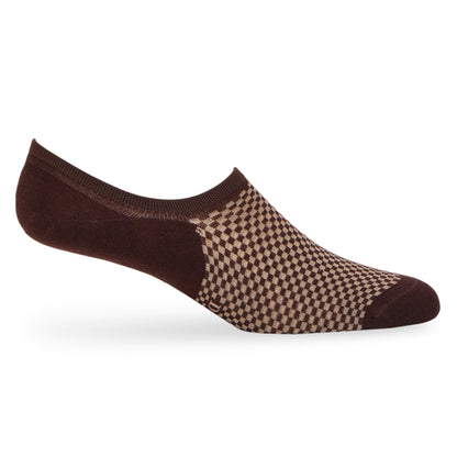 No-Show Sock DeadSoxy F23 brown tan checkerboard footie sock on Tampa Home & Garden Store