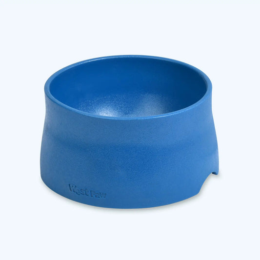Non-Slip Dog Bowl West Paw blue silicone with embossed logo on Tampa Home & Garden Store