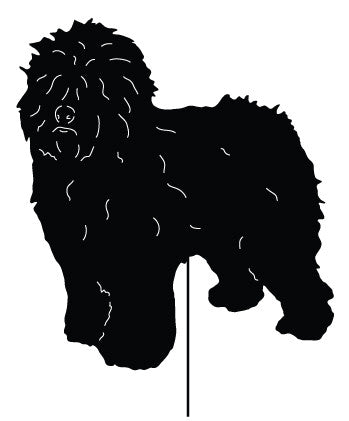 Old English Sheepdog garden stake silhouette, black metal yard ornament by Rustica Ornamentals on Tampa Home & Garden Store
