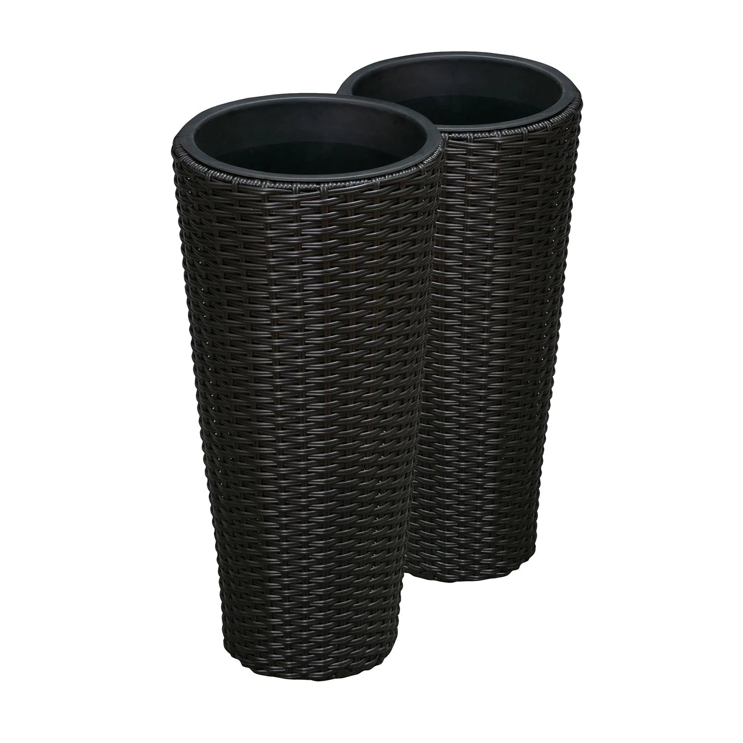 Noah Round Black Wicker Planters, 2-piece outdoor set by Fire Sense/Balkene Home on Tampa Home & Garden Store